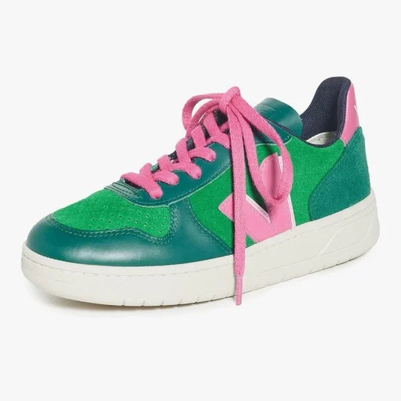 Veja Women's Green and Pink Sneakers - Picture 2 of 13